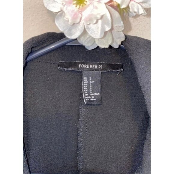 Forever 21 women’s blouse small black Oversized Tunic button down shirt top long - Picture 6 of 6